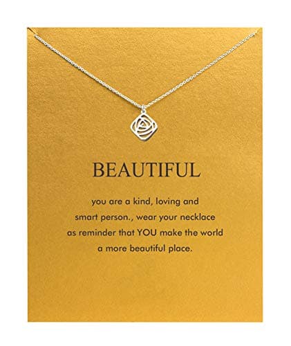 Hundred River Rose Necklace Rose Pendant Chain Necklace with Message Card Gift Card (roses)