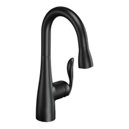 Moen 5995BL Arbor One Handle High Arc Pulldown Bar Faucet with Reflex, Matte Black