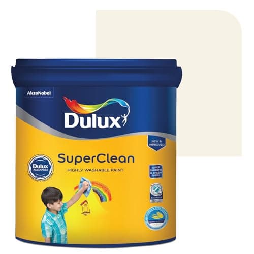 Dulux SuperClean Interior Emulsion Paint For Walls | Soothing Sheen & Rich Finish | Washable & Easy To Clean | Water Based Durable Paint, White (1L, Polar Heights)