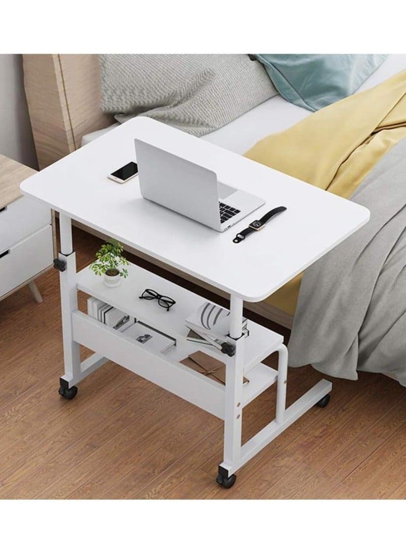 Side Table Living Room Laptop Table Lazy Bedside Table Deluxe Laptop Computer Mobile Cart Overbed Table with Castors/Table/Stand Mobile Folding Table with Pulley, Tv Tables for Eating
