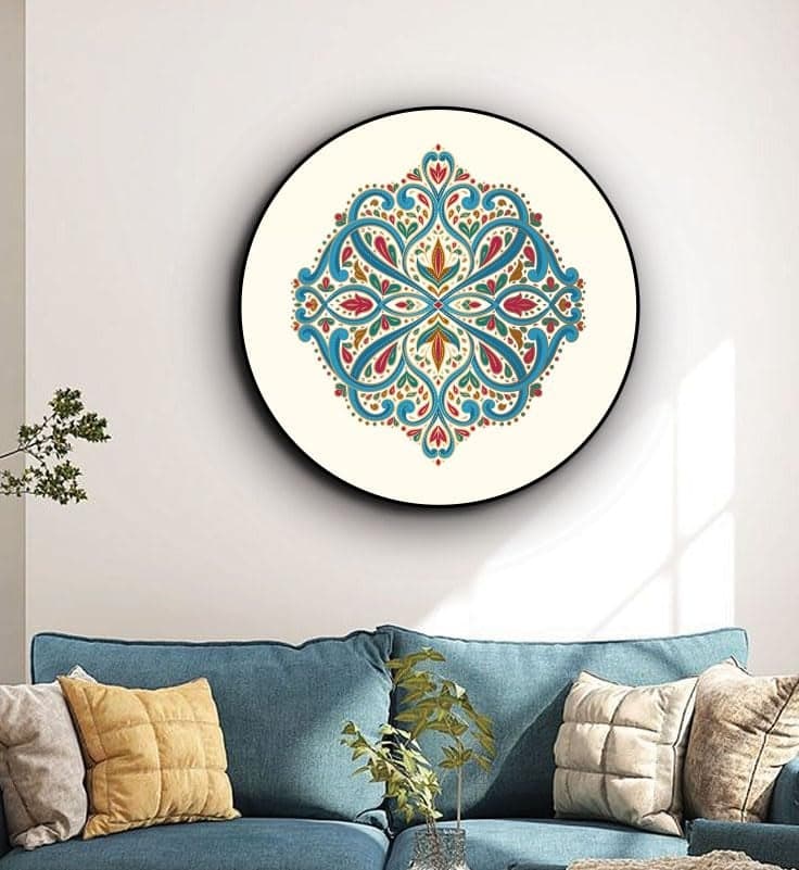 KRIYANTA Jeweled Tapestry of India Unique Wood Vintage Wall Art 151822 Handcrafted Wall PieceDcor for Living RoomBedroomOfficeHotel Style 1 Small 15 Inches Diameter
