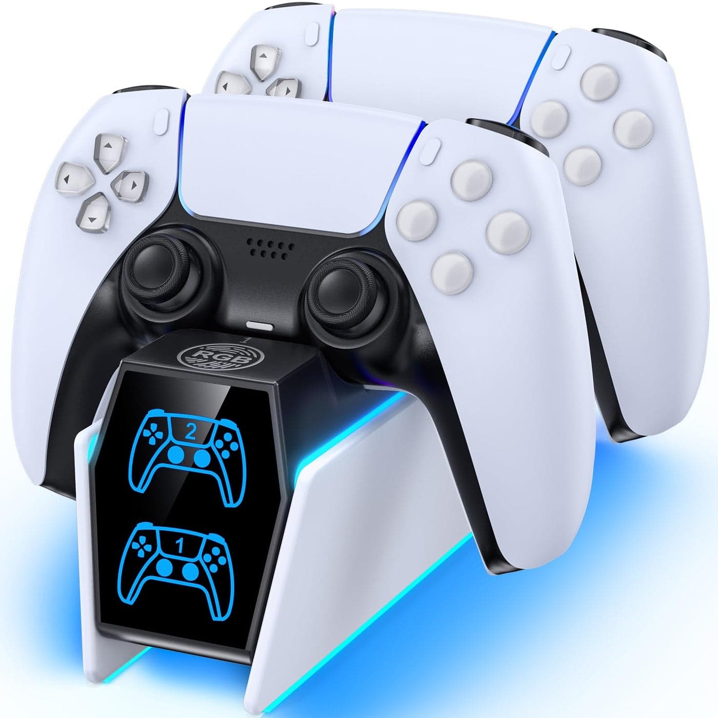 PS5 Controller Charger Station Compatible with PlayStation 5 Faceplates Edge & Dual Controller, PS5 Accessories Charging Station, PS5 Charging Dock Stand with LED Indicators & Charging Cable