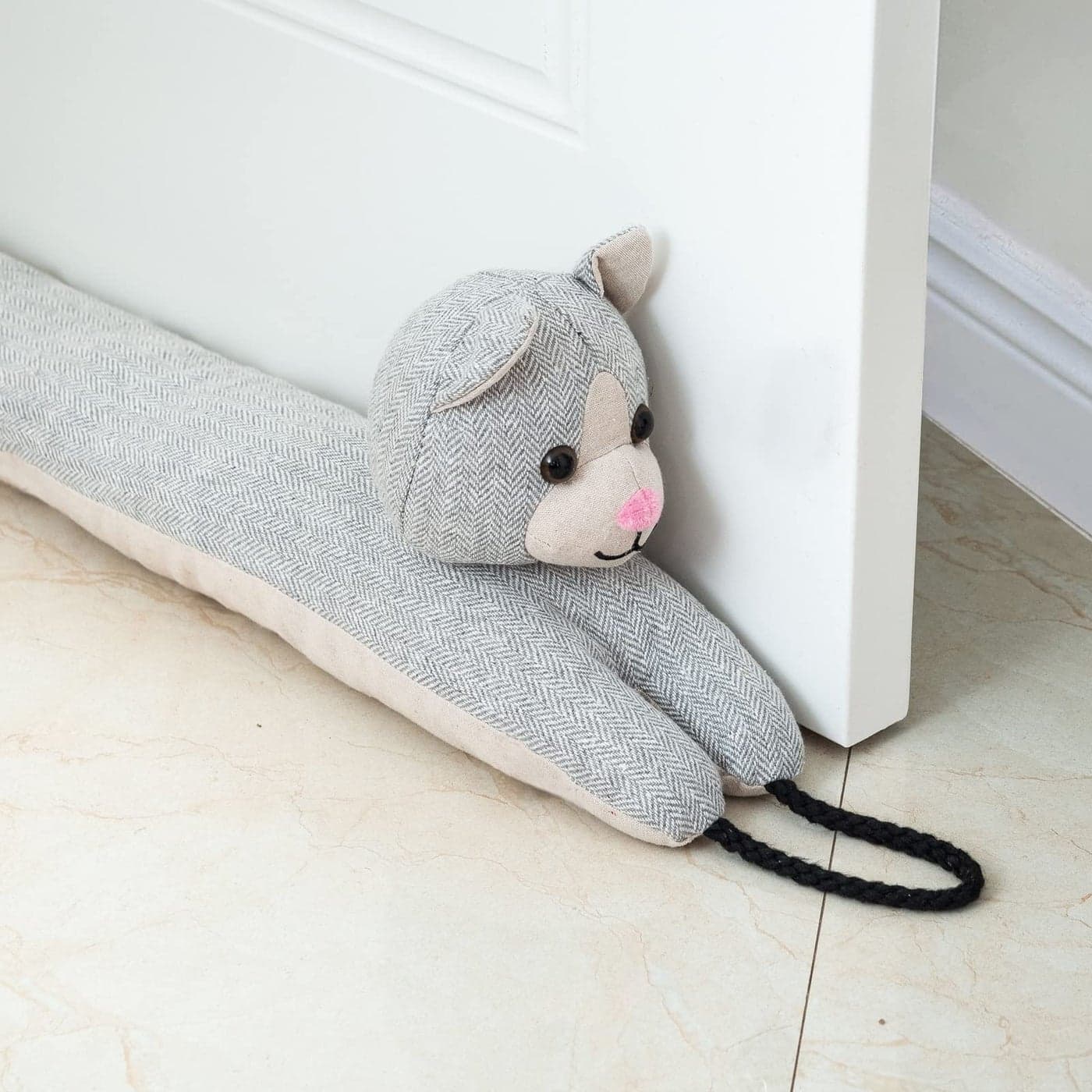 Marwood Under Door Draft Stopper Decorative Wind Stopper 36 inch for Door Window Weighted Animal Air Draft Stopper Snake Noise Blocker for Bottom of Door with Hanging Loops Grey Cat