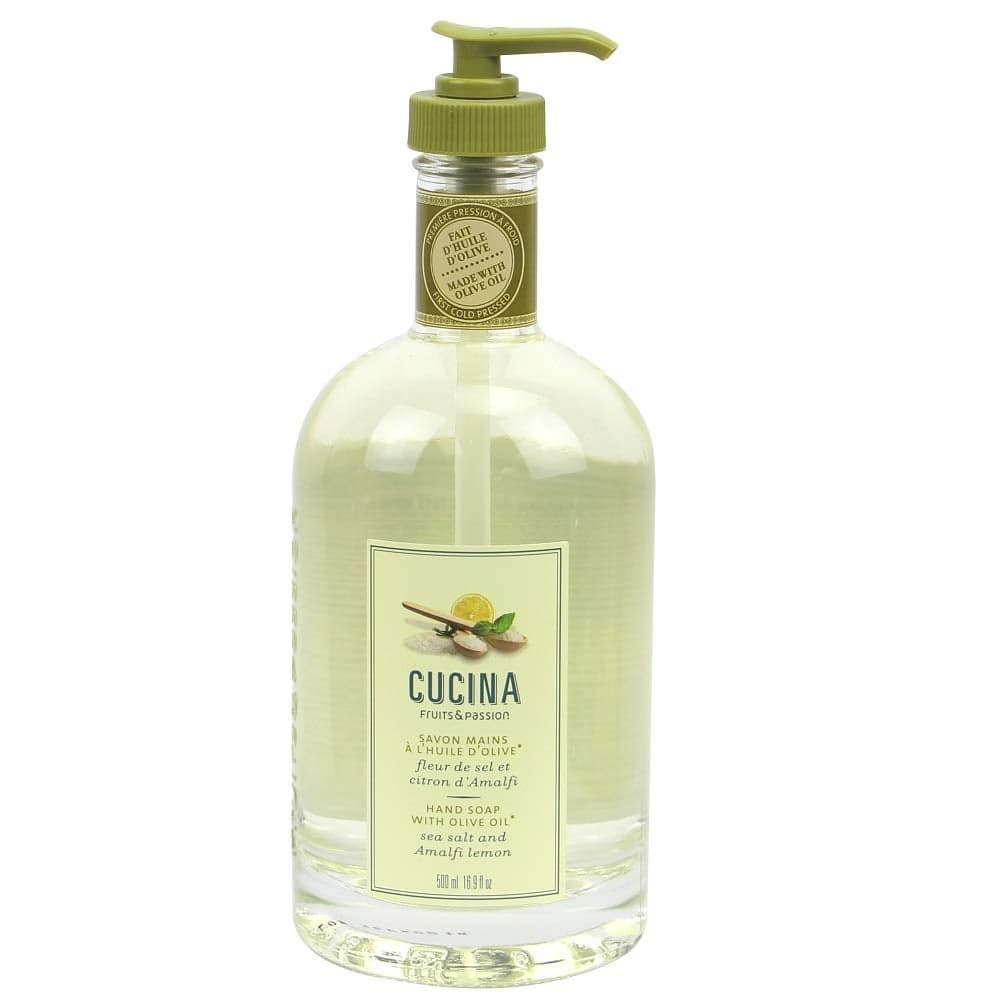 Fruits Passion Cucina Sea Salt and Amalfi Lemon Hand Soap Kitchen Liquid Hand Soap VeganFriendly Natural Moisturizing Hand Wash in Glass Hand Soap Dispenser 169 fl oz
