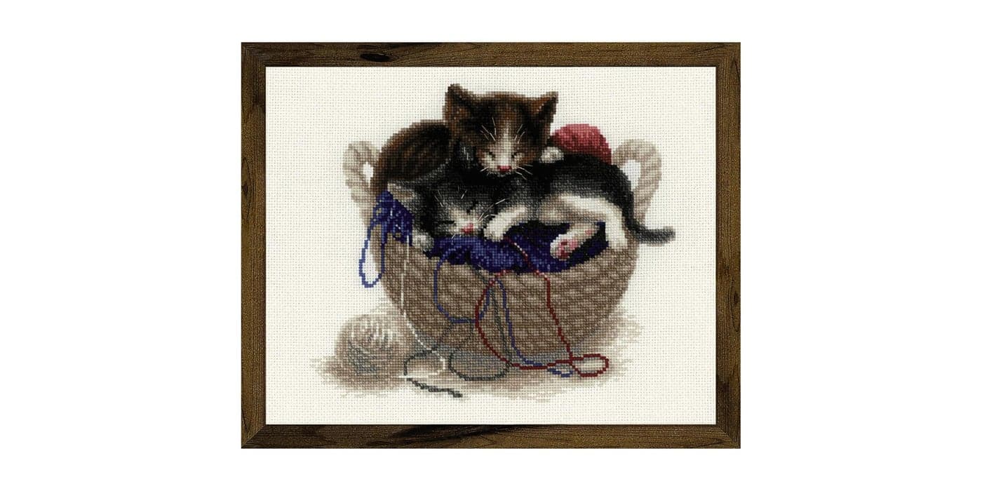 RIOLIS Cross Stitch Kit 1724 Kittens in a Basket