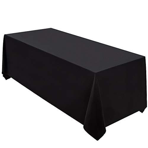Surmente Black Tablecloth 90 x 132-inch Rectangular Polyester Table Cloth for Weddings, Banquets, or Restaurants