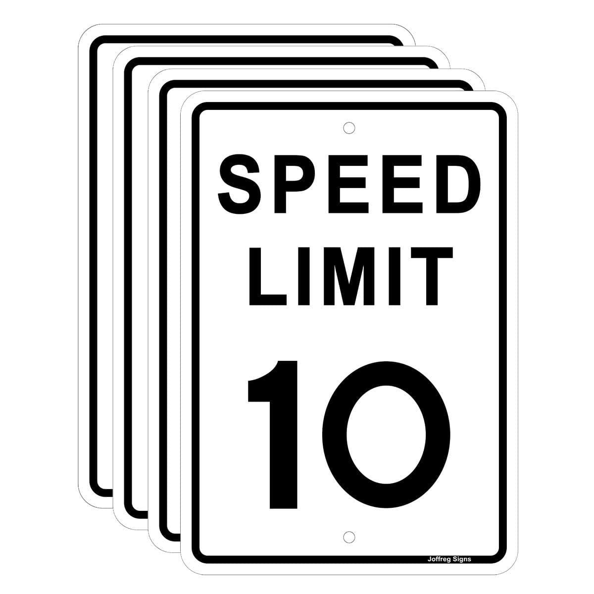 Joffreg Speed Limit 10 MPH Sign17 x12 inchesReflective Aluminum4 Pack