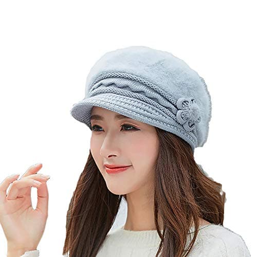 iSWEVEN Girl's Wool Cap (ISW_NWC4058A_Grey_Free Size)