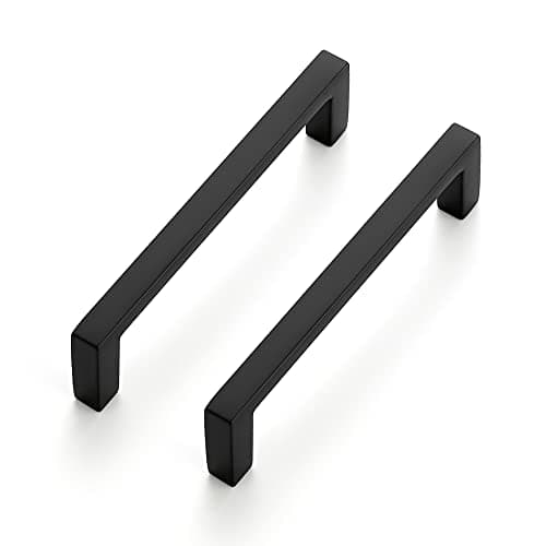 Ravinte 30 Pack Matte Black Cabinet Pulls, 3-3/4 Inch (96mm) Hole Center Slim Kitchen Handles, Square Drawer Pulls for Cabinets & Cupboards, Hardware