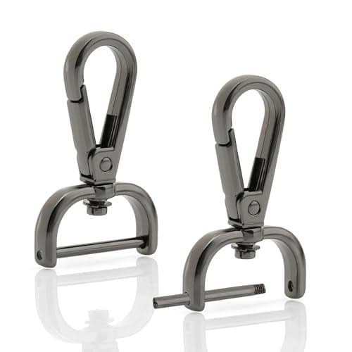CRAFTMEMORE 2pcs Detachable Snap Hook Swivel Clasp w/Screw Bar VT493 Bag Strap Hardware Replacement (1 1/2 Inch, Gunmetal)