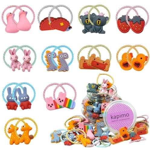 kapimo 20 Pcs Mix Elastic Hair Rubber Bands for Girls Kids Baby Hair Ties Hairband Accessories Fancy Cute Patterns