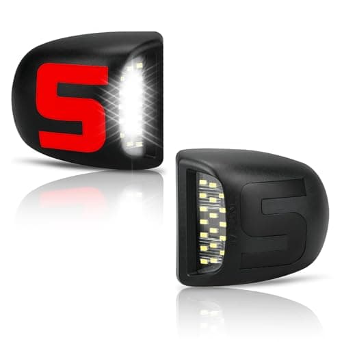 Bestview SStyle LED License Plate Light Tag Lights Assembly Compatible with Chevy Silverado Suburban Tahoe GMC Sierra 1500 2500 3500 HD Escalade EXT White Red LED Light