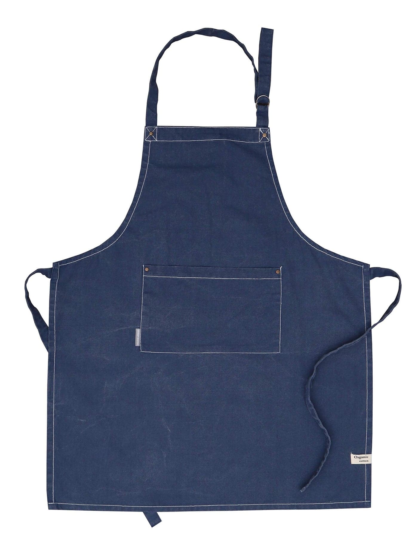 AMOUR INFINI Cotton Solid Aprons for Women with Pocket Adjustable Strap and Waist Ties Washed Chef Aprons for Cooking Baking and Gardening 275x33 Inches Blue
