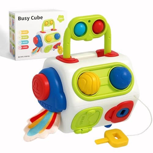 Busy Cube for Toddlers 1 Years Old Montessori Toys for 1 Year Old Ideal Gifts for 1 Year Old Boys Girls Airplane Plane Car Travel Toys for 6 to 18 Months Toddlers Educational Learning Toys