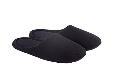 ofoot Women's Non-Slip House Slippers - Lightweight Cotton Memory Foam Indoor Slip-On, Machine Washable & Foldable Travel Design for Home, Yoga, Narrow/Wide Fit Options (2-Black, US 7-8)