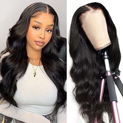 Hedy Wear and Go Glueless Wigs Human Hair Pre Plucked Pre Cut 180 Density 10A Body Wave HD Transparent Lace Front Wigs Human Hair with Natural Hairline Natural Color 28 Inch