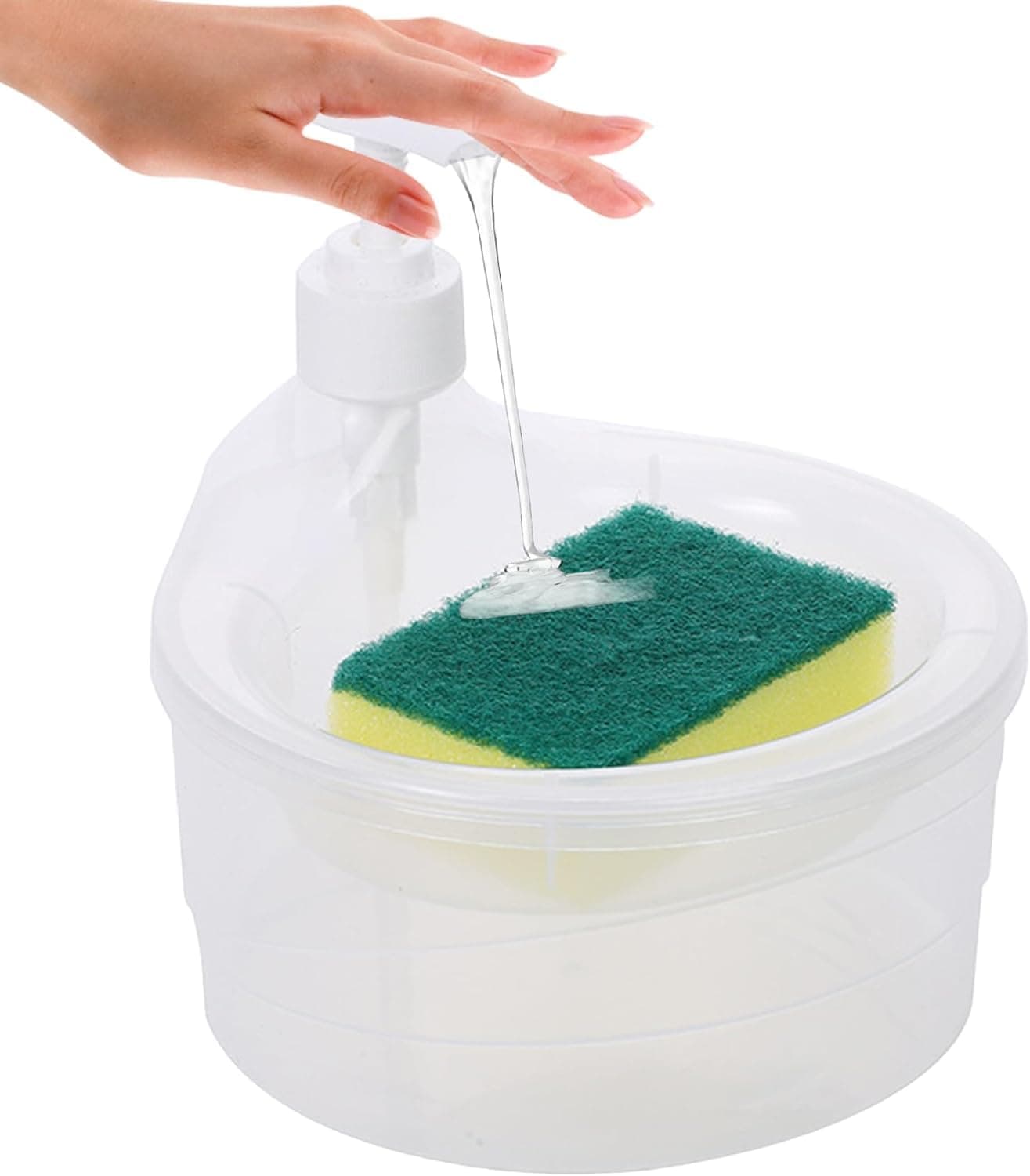 Deoxys Double Layer 2 in 1 Liquid soap Dispenser with Pump and Sponge 15 x 16 x 17 CM MultiColor