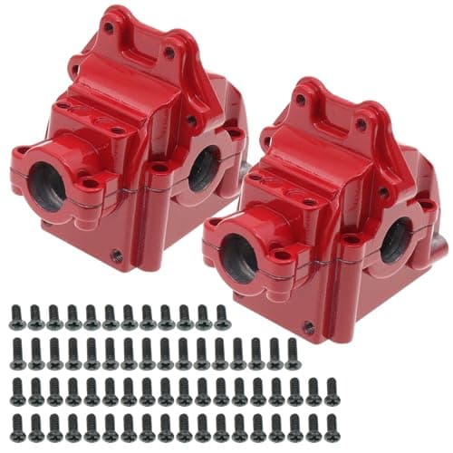 Treehobby 2PCS Metal Front and Rear Differential Gearboxes Housing Cover Compatible with WLtoys 1/14 144010 144001 144002 1/12 124016 124017 124018 124019 RC Car Upgrades Parts (Red)