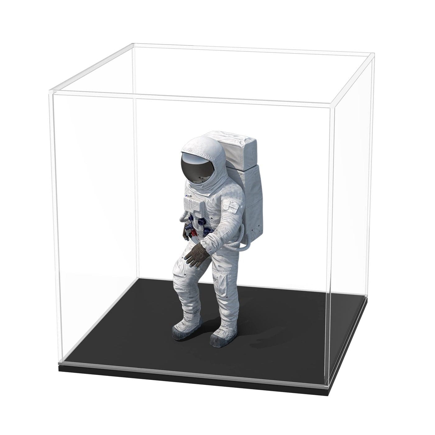 HOPEME 5 Inch Clear Acrylic Display Case Rectangle Box for Collectibles Plexiglass Case With Matt Black Stand for Toys Desktop Display
