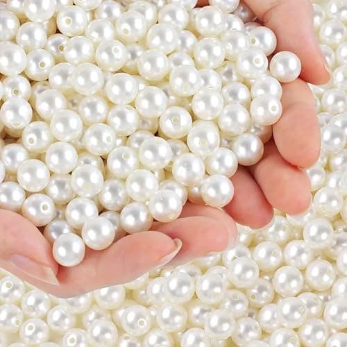 INDIKONB Glass Round Moti for Bracelet & Jewellery Making | AAAAA Offwhite Glass Beads Bulk Wholesale Pack (10MM)