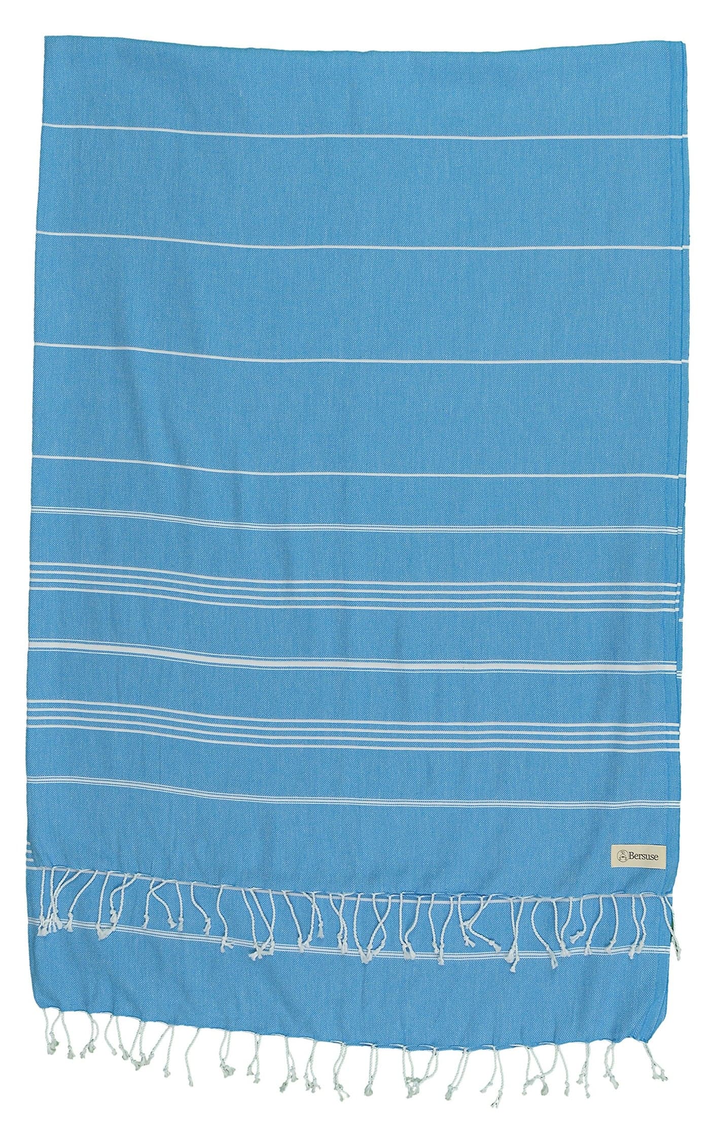 Bersuse Towels Anatolia XL Beach Blanket Throw Blanket Turkish Towel 100% Cotton Extra-Large Quick-Dry Lightweight Premium Peshtemal Towel - 61x82 Inches, Ocean Blue