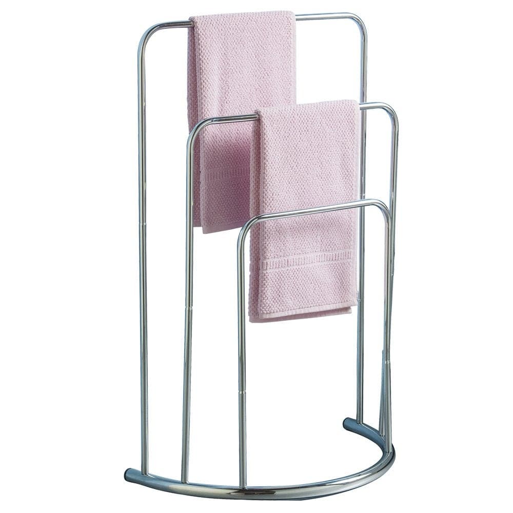 Bath Vida 3Tier Bathroom Rack Free Floor Standing Curved Towel Holder Metal Chrome