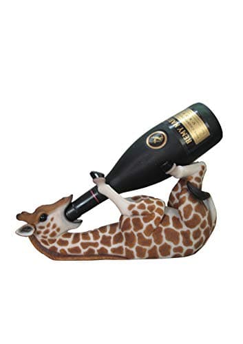 DWK Tall Drink Giraffe Decorative Table Top Wine Bottle Holder | Home Bar Decor | Wine Accessories | Kitchen Organization | Great Gifts for Her - 13.5"