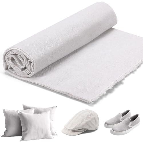 Caydo White Linen Fabric 62In x 19In Large Size Linen Material for Making Garment Craft Flower Pot Interior Decoration