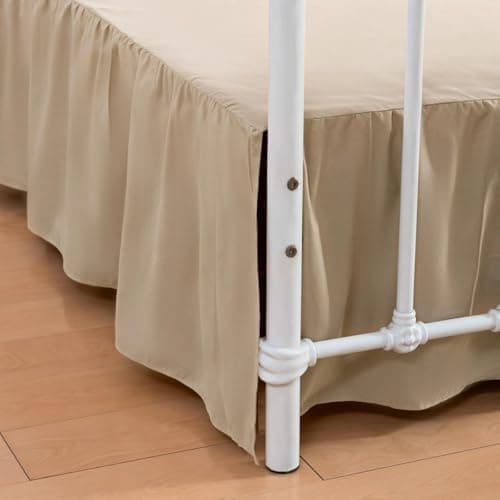 xuan dian Bed Skirt, Full Size Ruffled Bed Skirt with Split Corners, 14 Inch Drop Dust Ruffle Bed Skirt with Platform, Full -14 Inch, Light Camel