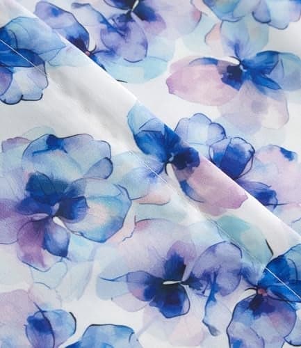 Duvet Cover Full Size Set Extra Soft Floral Duvet Cover 80 x 90 with 2 Pillow Shams Comfy Breathable Floral Bedding Set Hotel Luxury and Fade Free with Zipper Closures Ties Blue Hydrangea