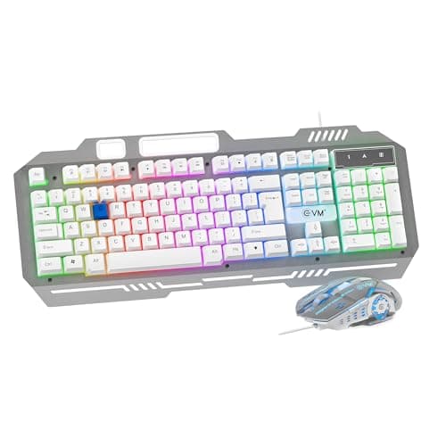EVM EnClaw Gaming Keyboard & Optical Mouse Combo | RGB Backlit Keyboard, 19 Anti-Ghosting |7200 DPI Mouse, 6 Buttons |Braided Cable, USB | High Performance |1 Year Warranty (EVM-WDKM-612-S) Sliver