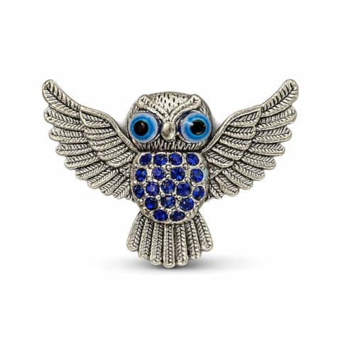 BLUE BEADS Home & Decor Magnets Multi Design Turkish Round Evil Eye Fridge Magnet Refrigerator Sticker Good Luck & Protection Unique Items Home and Office Decorative Car Accessories (Silver Owl)