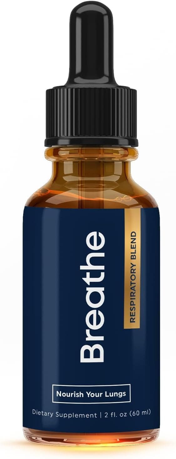 BREATHE 8IN1 Mullein Drops for Lungs Airways 2 fl oz Peppermint Thyme Mullein Leaf Extract for Lungs Detox for Smokers Break up Mucus Breathe Clear GMOFree Made in USA
