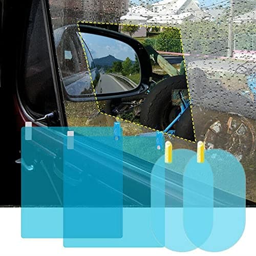 AUGEN HD Anti-Water, Anti-Mist, Anti-Fog, Waterproof Oblong Rearview Side Mirror Protective Film for Cars, Trucks - 4 Pieces - 150 X 100mm & 200 X 175mm (Pack of 3 Set)