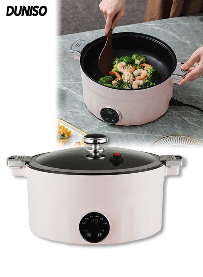 3L Electric Hot Pot,Non-Stick Electric Cooker,Electric Cooker Shabu Shabu,with Overheat Protection,Available for Appointment,with Intelligent Panel,5 Modes,for Noodles, Egg,Soups, Hot Pots,Dorm Office Family