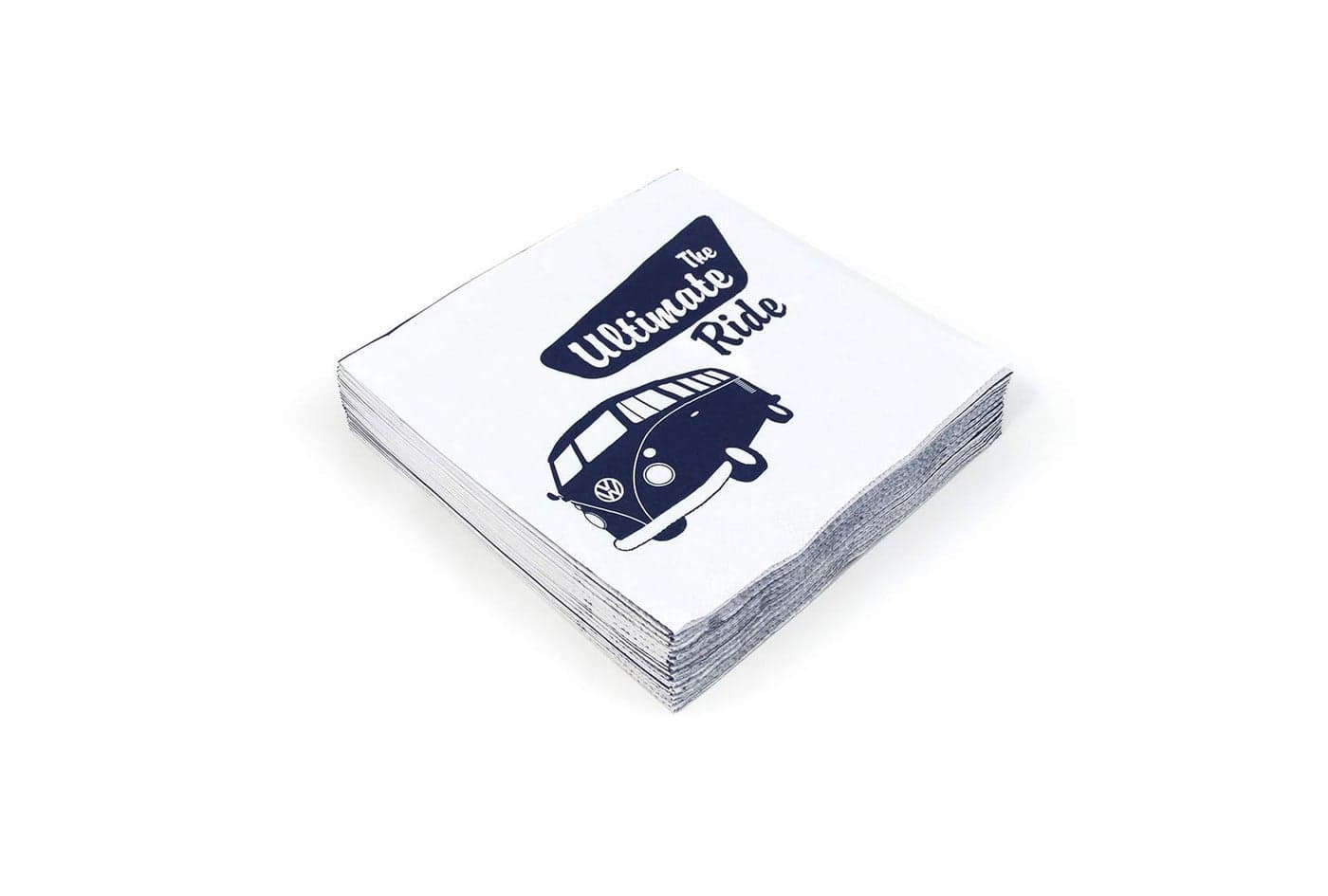 BRISA VW Collection - Volkswagen Napkins Table Paper Tissues with VW T1 Bus Campervan Motif (The Ultimate Ride/White/3-ply)