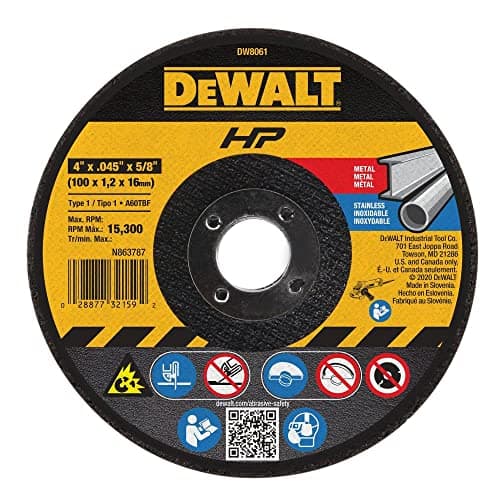 DEWALT DW8061 4-Inch by .045-Inch by 5/8-Inch A60T Abrasive Metal/INOX Cutting Wheel