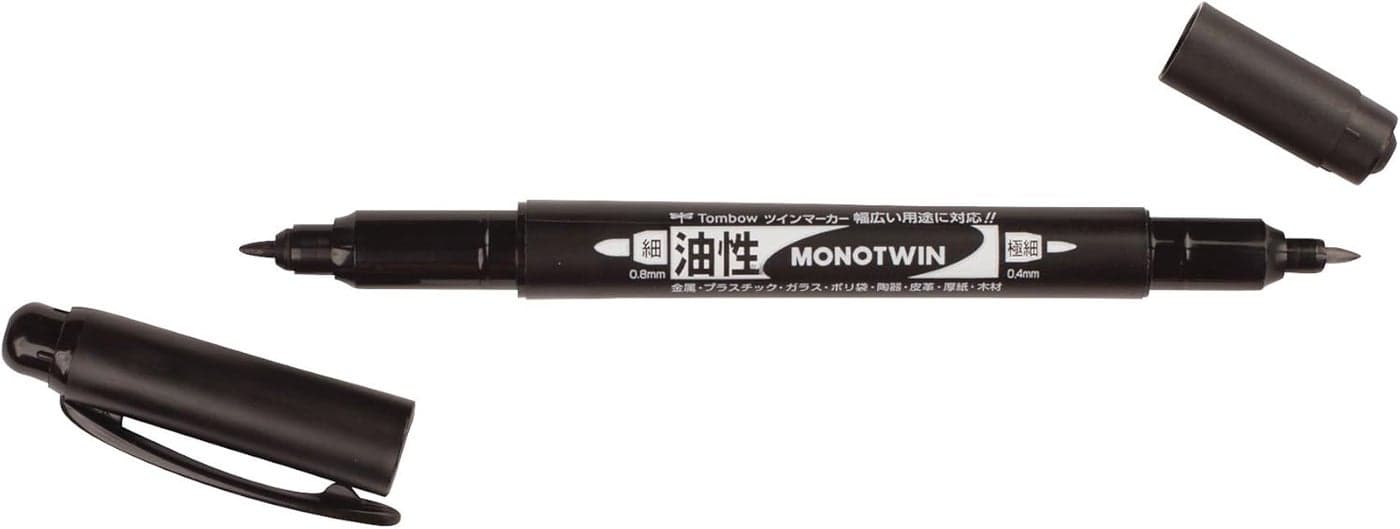 Tombow 56500 MONO Twin Permanent Marker 10Pack DualTipped Permanent Black Marker with Fine and Broad Tips