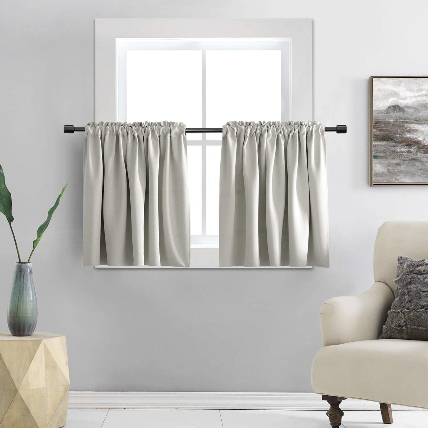 DONREN 36 Inch Length Curtain Tiers for Loft Light Gray Blackout Short Length Curtains for Bathroom42 Inches Wide2 Panels