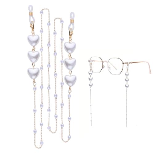 Zibuyu® Heart Beaded Spectacle Chain for Women Stylish - Anti-Slip Specs Holder Strap, Fashionable Accessory for Eyeglasses, Sunglasses & Reading Glasses