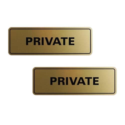 Standard Private Door/Wall Sign - Brushed Gold - Large (2 Pack)