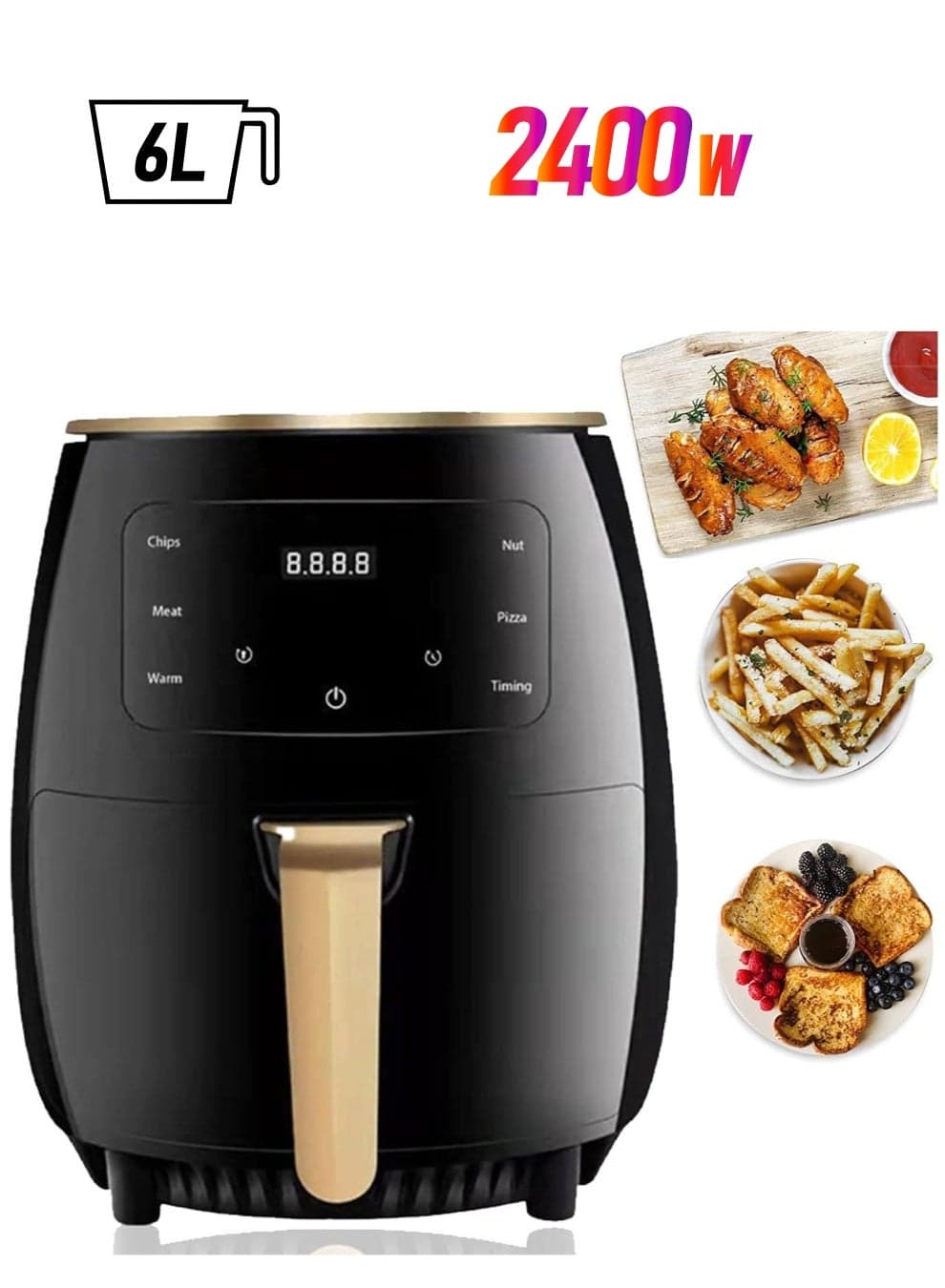 Silver Crest Multifunctional Digital Touch Air Fryer 6L 2400W Black