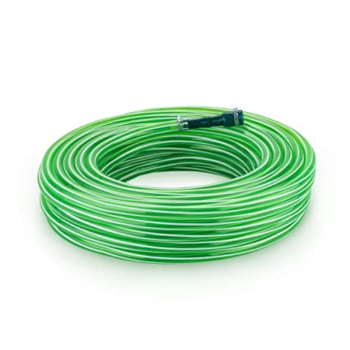 Garbnoire 15M 0.75Inch PVC Green Striped Pipe| Lightweight, Durable & Flexible| Accessories Hose Connector & Clamps| Watering Garden, Cleaning| Outdoor-Indoor Use (15 Meter (49.2 ft))