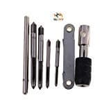 KROST Adjustable HSS T-Handle Tapping Threading Tool 5 Pieces Hand Screw Tap and Thread Pitch Gage Gauge