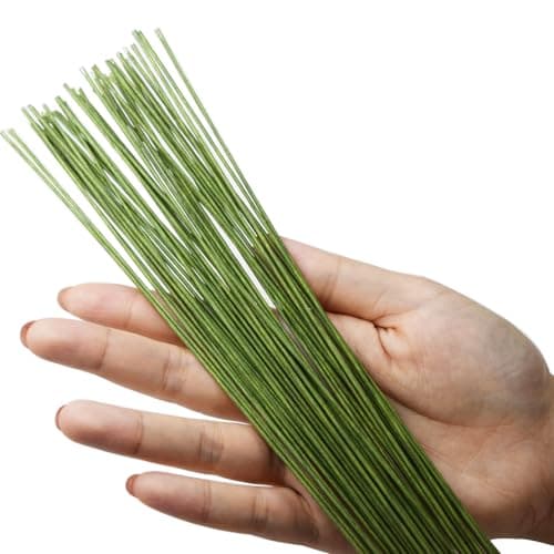 happylain 18 Gauge Green Floral Wire Stem for Flower Arrangement Craft Supply 15 Inch 50PCS