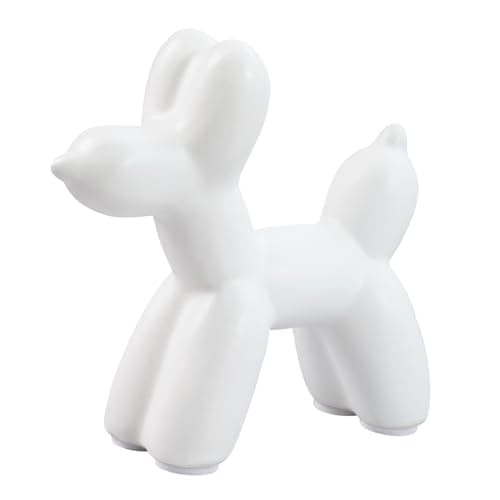 Notakia Cute Ceramics White Balloon Dog Statue Crafts Living Room Desktop Decorations,Handmade Modern Small Ceramic Animal Statue Ornament Home Decor Accents (White, Small)
