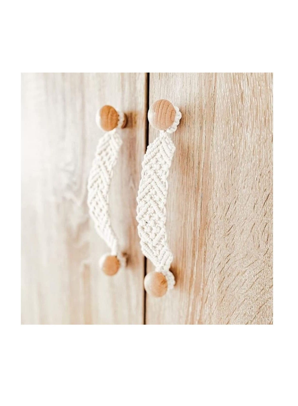 2 Pack Rope Knobs Door Handle Rope Knot Cabinet Drawer Cupboard Furniture Door Wooden Pulls Handles Drawer Pulls for Kitchen Cabinet Wardrobe Cupboard Cabinet knobs Dresser knobs