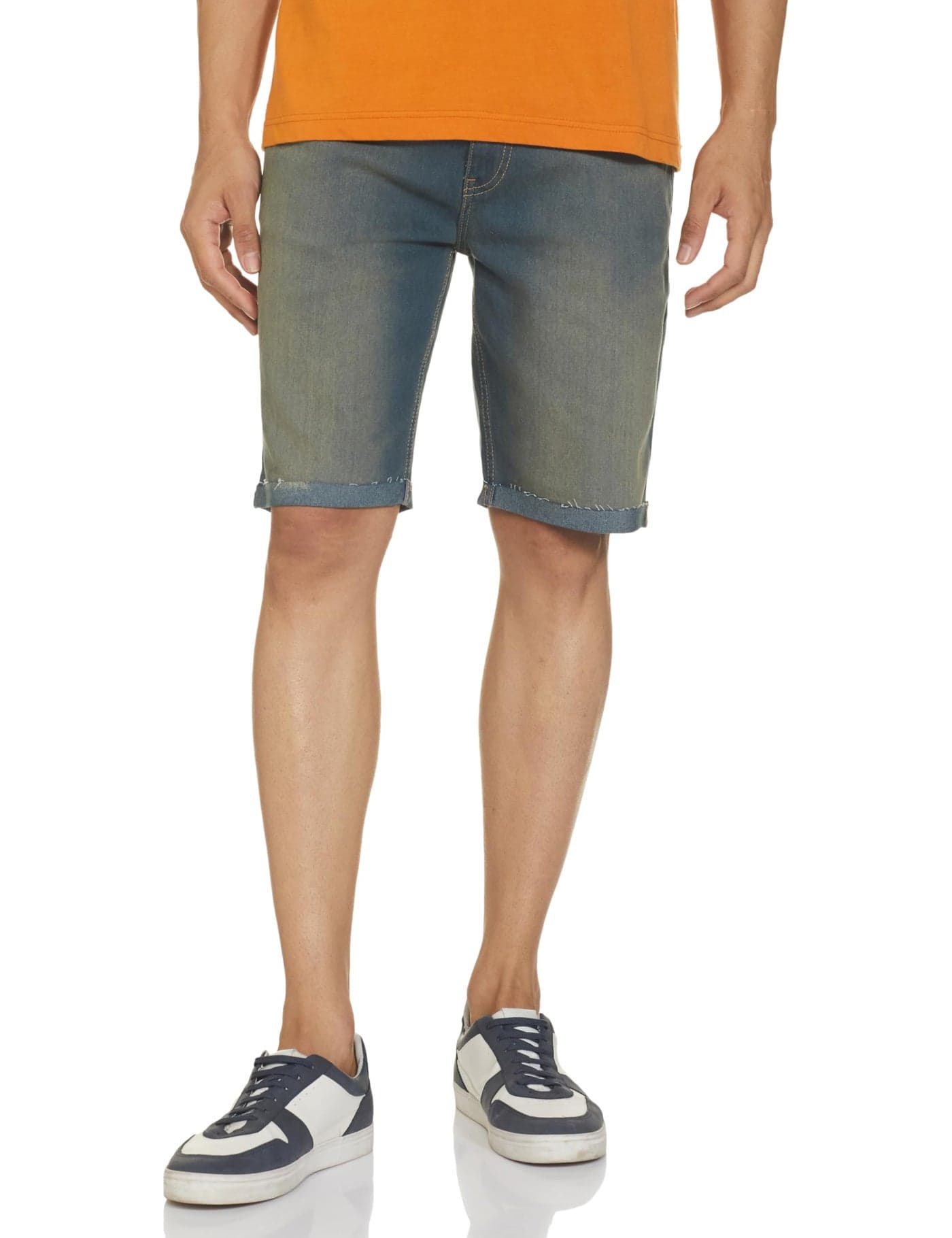The Indian Garage Co Men Slim Fit Solid Mid-Rise Denim Shorts