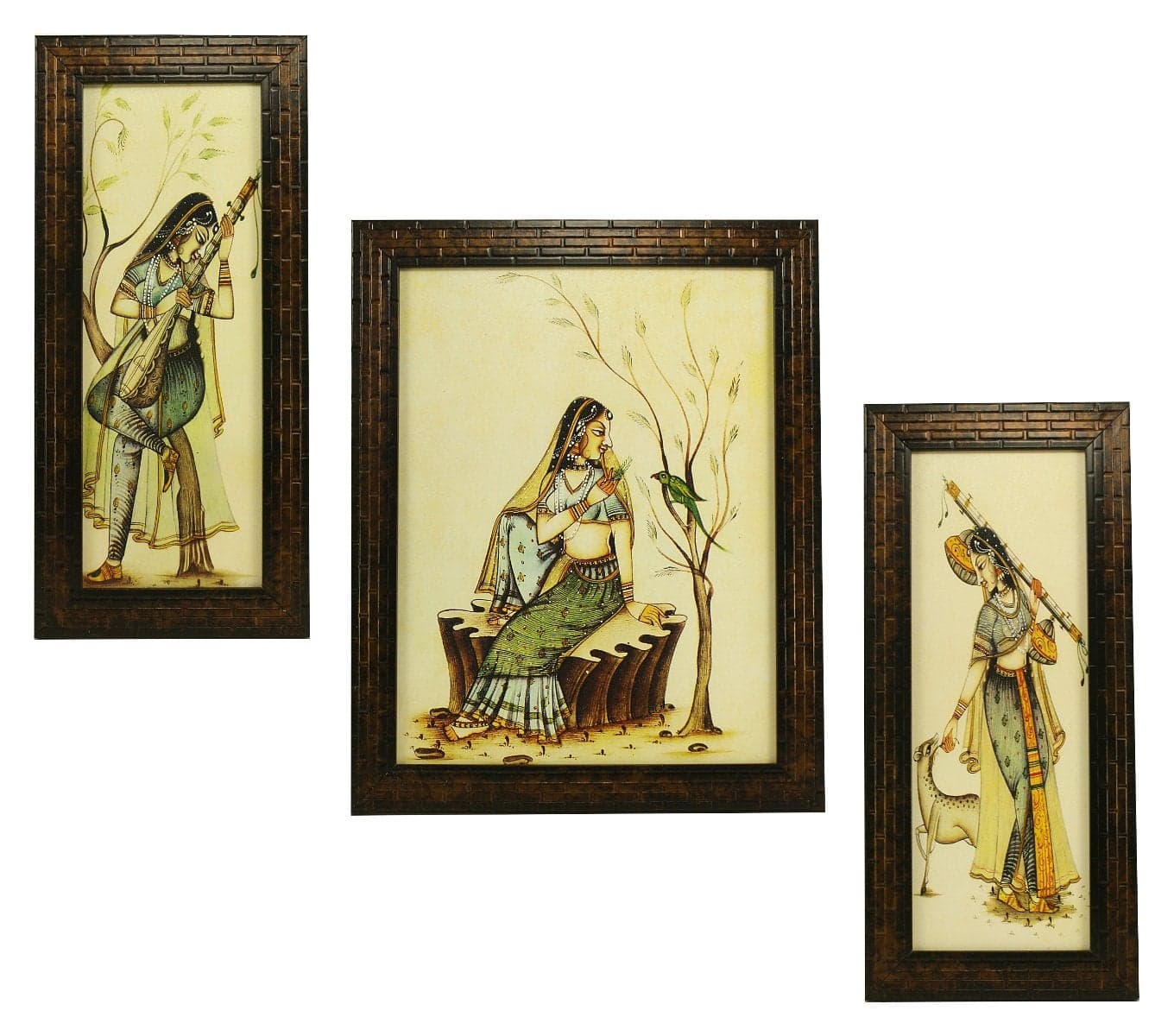 Indianara 3 PC Set of Paintings (1133) Without Glass (col1)