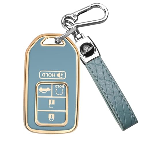 QBUC for Honda Key Fob Cover Case with Keychain for Honda Accord Civic CR-V CRV Pilot Passport Insight EX EX-L 5 Buttons